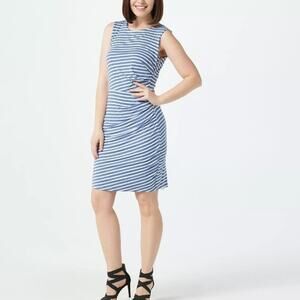Gibson stretch tank dress in blue white stripe Size 3X